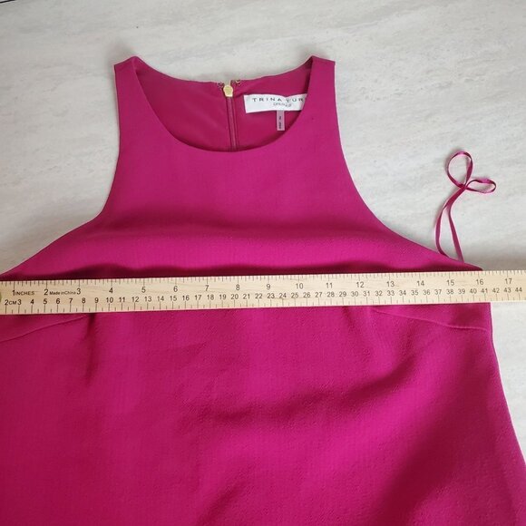 Trina Turk Halter Shift Dress Womens Size 2 Magenta Pink Back Zip Metal Detail - Picture 4 of 15